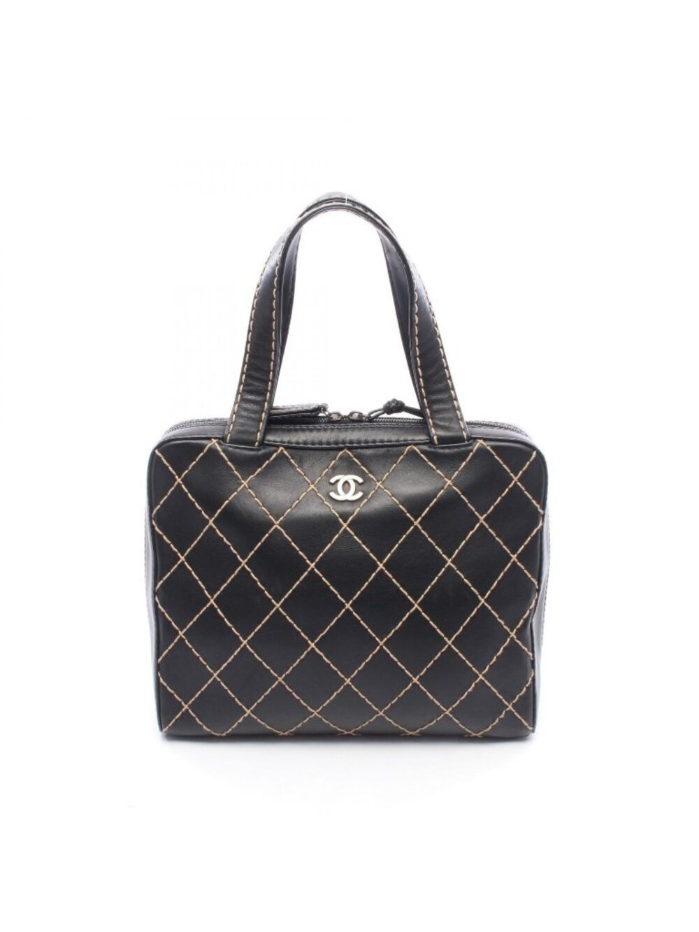 Chanel Tote Bag Wild Stitch Black Leather